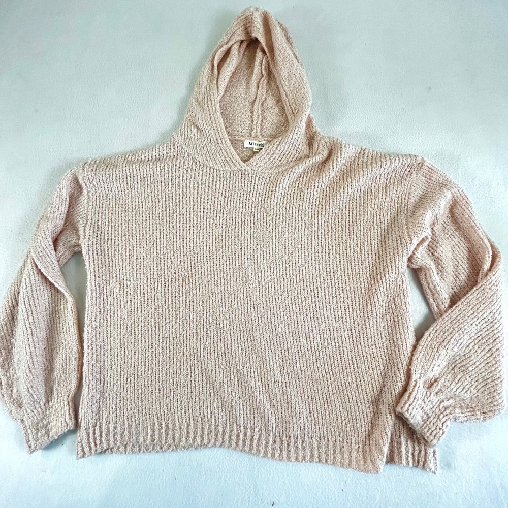 Miracle USA Women‎ Blush Pink Knit Hooded Pullover Sweater Size S/M 01915